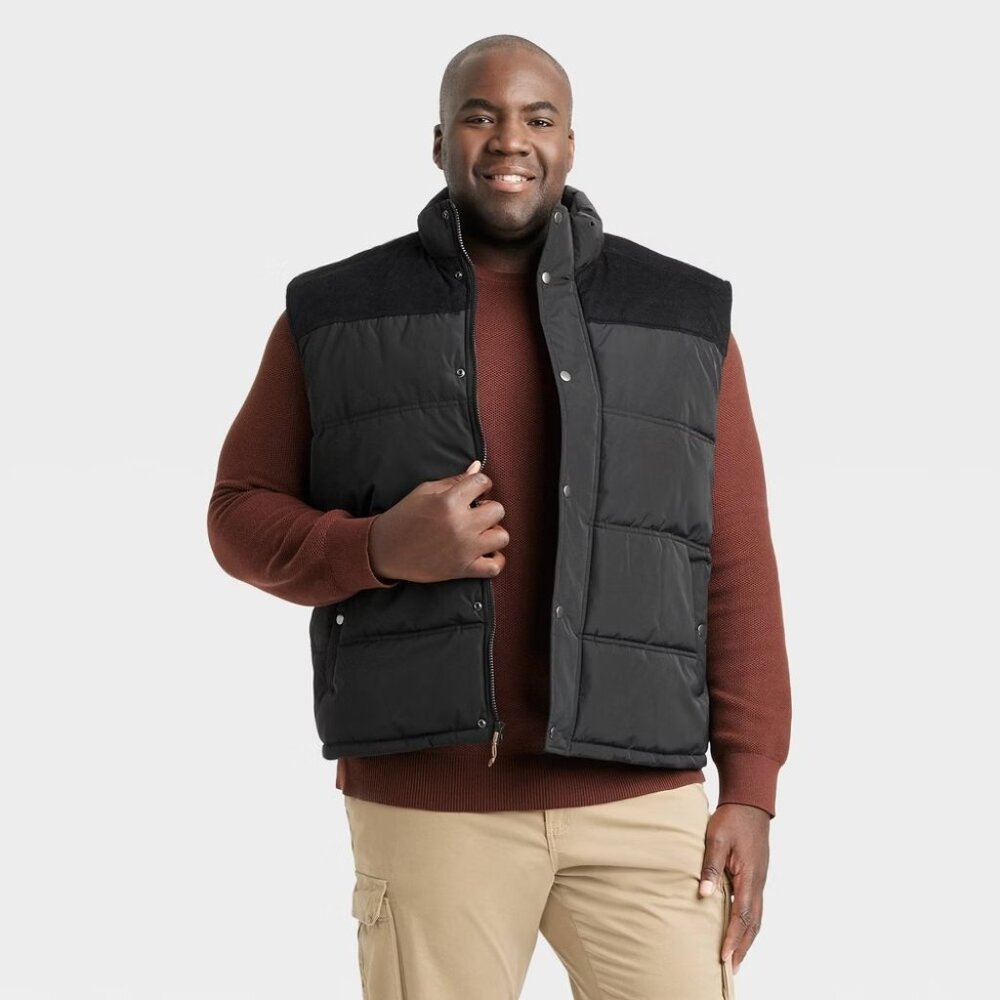 Goodfellow & Co Mens Size Large Tall Midweight Puffer Sleeveless Vest in‎ Black